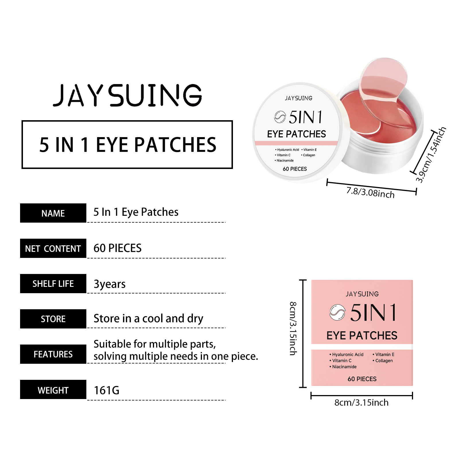 JAYSUING 5-in-1 Under Eye Patc - đánh giá và giá Hyaluronic Acid Facial Serum